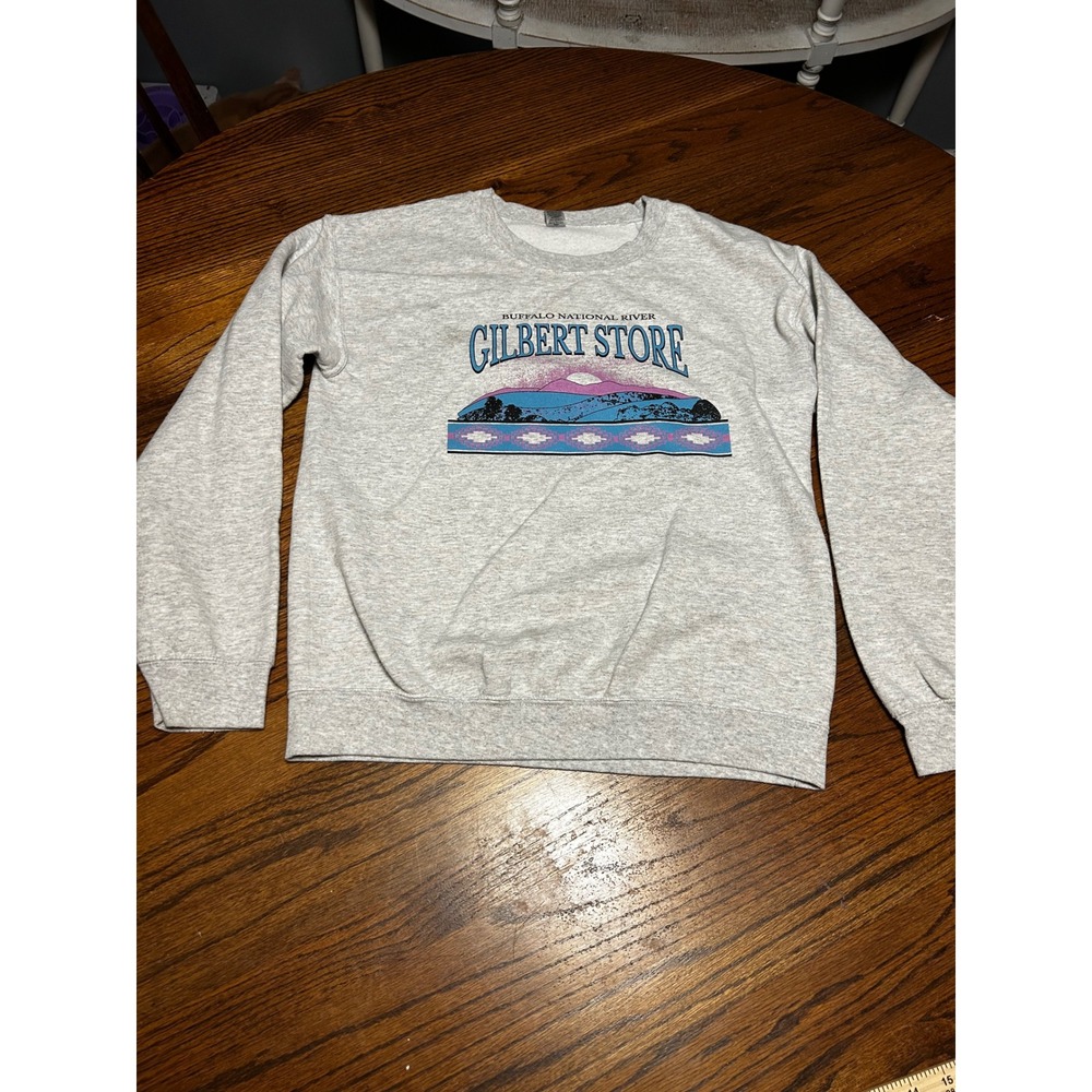 Gildan Gilbert Store Buffalo National River Sweatshirt Gray Graphic Crewneck M‎